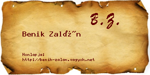 Benik Zalán névjegykártya