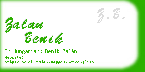 zalan benik business card